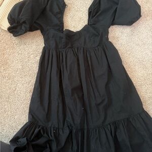 Banana Republic Black Dress with Puff Sleeves